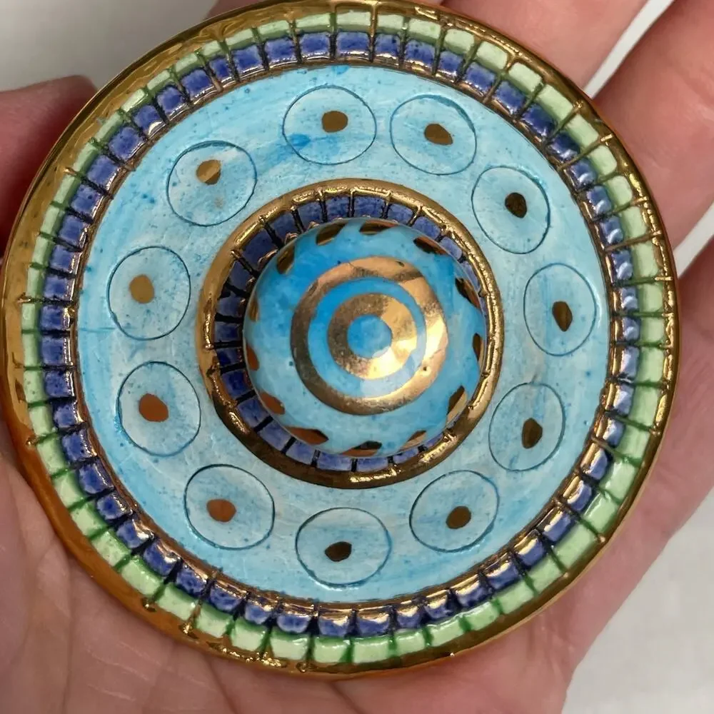 Italian Mosaic Espresso Set Byzantine Peacock Catania 24K Accent Tray Cup Sugar